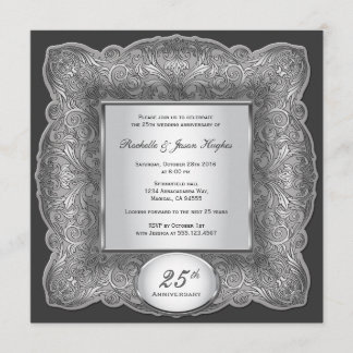 25e Jubileum Square Silver Invitation Kaart