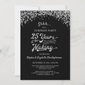 25e Jubileum surprise Party Silver Confetti Kaart (Voorkant)