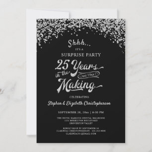25e Jubileum surprise Party Silver Confetti Kaart