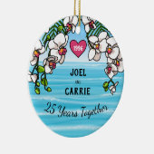 25e Jubileum Tropische strand orchideeën Keramisch Ornament (Rechts)