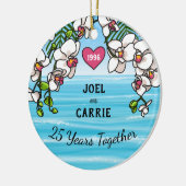 25e Jubileum Tropische strand orchideeën Keramisch Ornament (Links)