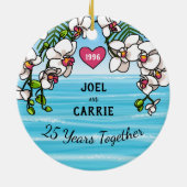 25e Jubileum Tropische strand orchideeën Keramisch Ornament (Achterkant)