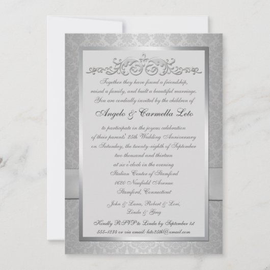25e Jubileum Uitnodigen - GEBRUIK SILVER PAPER NIE Kaart (Achterkant)