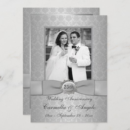 25e Jubileum Uitnodigen - GEBRUIK SILVER PAPER NIE Kaart (Voorkant / Achterkant)