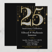 25e Jubileum Uitnodiging - Black Gold Diamonds (Voorkant / Achterkant)
