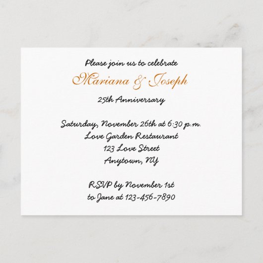 25e Jubileum Uitnodiging briefkaart (Achterkant)