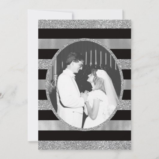 25e Jubileum Uitnodiging, Faux Glitter/Folie Kaart (Achterkant)