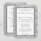 25e Jubileum Uitnodiging | FAUX Zilver Glitter (Voorkant / Achterkant)