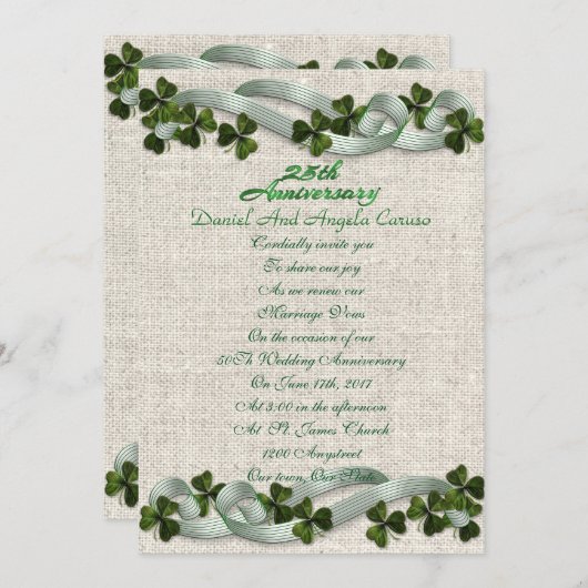 25e Jubileum Uitnodiging Iers thema (Voorkant / Achterkant)