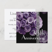 25e Jubileum Uitnodiging - LILA PAARSE Rozen (Voorkant / Achterkant)