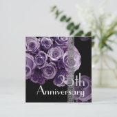 25e Jubileum Uitnodiging - LILA PAARSE Rozen (Staand voorkant)
