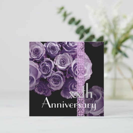 25e Jubileum Uitnodiging - LILA PAARSE Rozen (Staand voorkant)