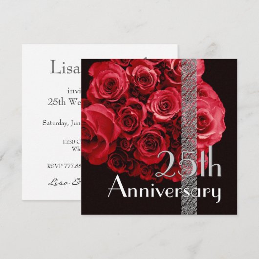 25e Jubileum Uitnodiging RED Roses (Voorkant / Achterkant)