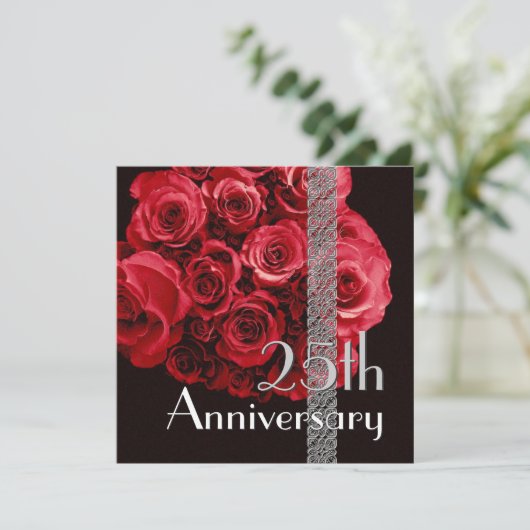 25e Jubileum Uitnodiging RED Roses (Staand voorkant)
