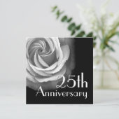 25e Jubileum Uitnodiging - SILVER-Roos (Staand voorkant)