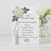 25e Jubileum Uitnodiging Witte roos (Staand voorkant)