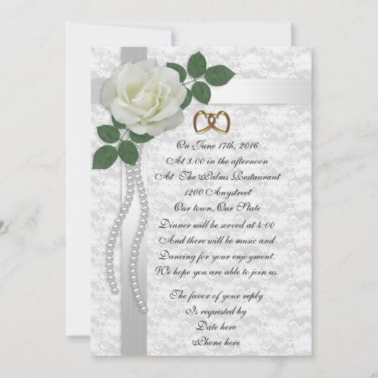 25e Jubileum Uitnodiging Witte roos (Achterkant)