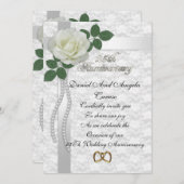 25e Jubileum Uitnodiging Witte roos (Voorkant / Achterkant)