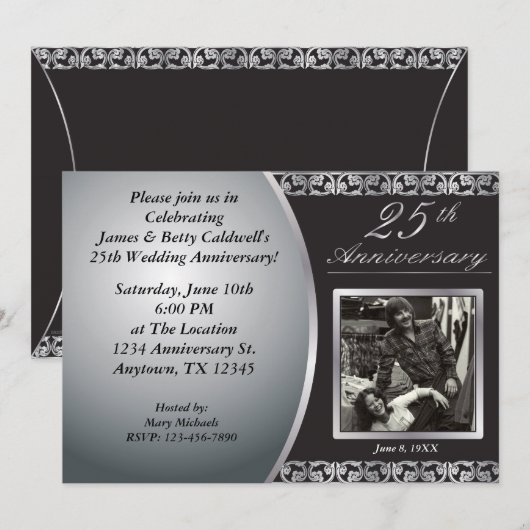 25e Jubileum-uitnodigingen voor bruiloft Kaart (Voorkant / Achterkant)