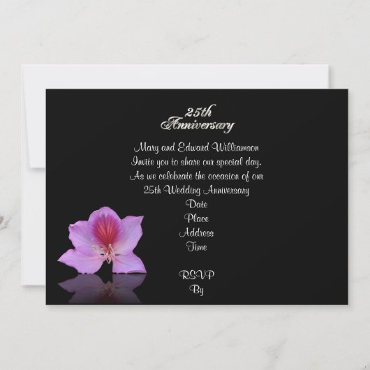25e Jubileum Uitnodigingsorchidee, zwart Kaart (Achterkant)