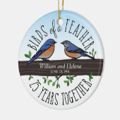 25e Jubileum van de bruiloft, Blauwvogels van een  Keramisch Ornament (Links)