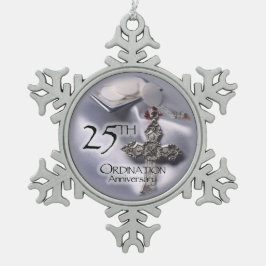 25e Jubileum van de Ordening dwars Gastheer Tin Sneeuwvlok Ornament