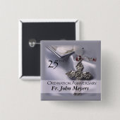 25e Jubileum van de Ordening dwars Gastheer Vierkante Button 5,1 Cm (Voorkant /achterkant)
