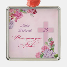 25e Jubileum van het religieuze leven katholieke n Metalen Ornament