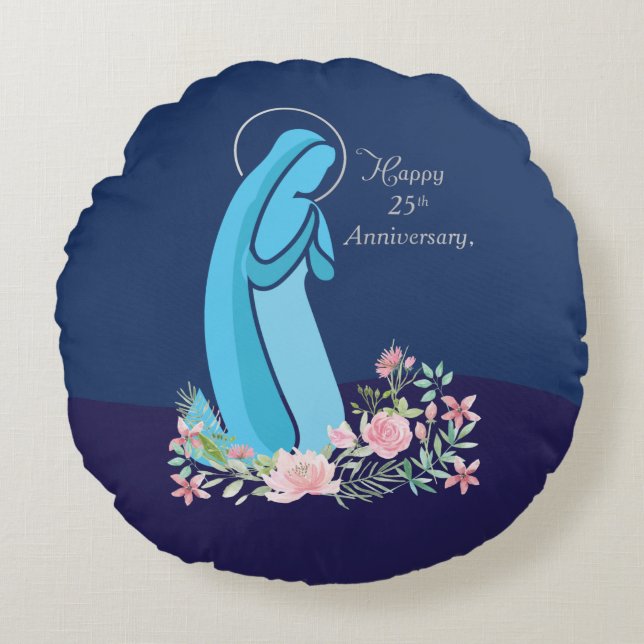 25e Jubileum van het religieuze leven Nun roze ven Rond Kussen (Voorkant)