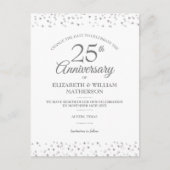 25e Jubileum Verander de Datum Zilveren Harten Aankondigingskaart (Voorkant)