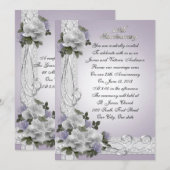 25e Jubileum: verlenging witte rozen Kaart (Voorkant / Achterkant)