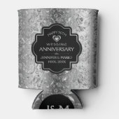 25e Jubileum voor bruiloft en gouden Floral Damask Blikjeskoeler (Voorkant)