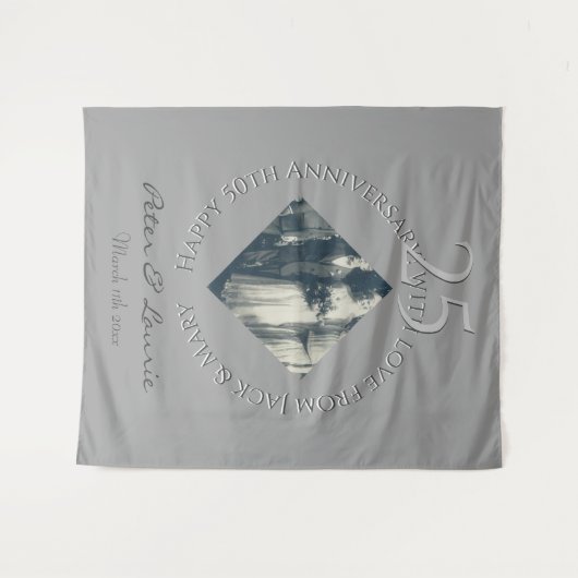 25e Jubileum voor bruiloft Foto Diamond Lijst Wandkleed (Voorkant (horizontaal))