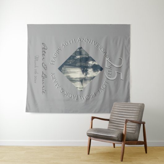 25e Jubileum voor bruiloft Foto Diamond Lijst Wandkleed (In Situ (horizontaal))