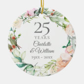 25e Jubileum voor bruiloft Foto Rozen Garland Keramisch Ornament (Voorkant)