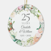 25e Jubileum voor bruiloft Foto Rozen Garland Keramisch Ornament (Links)