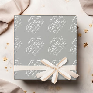 25e Jubileum voor bruiloft - grijze achtergrond Cadeaupapier
