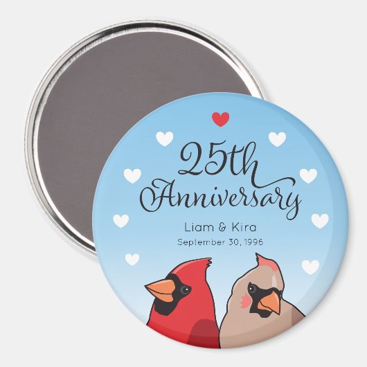 25e Jubileum voor bruiloft, kardinaal vogel en har Magneet (Voorkant / Achterkant)