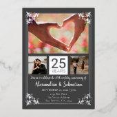 25e Jubileum voor bruiloft met Lijst Folie Uitnodiging (Voorkant)
