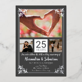 25e Jubileum voor bruiloft met Lijst Folie Uitnodiging