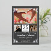 25e Jubileum voor bruiloft met Lijst Folie Uitnodiging (Staand Voorkant)