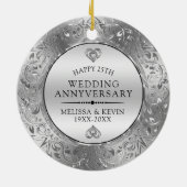 25e Jubileum voor bruiloft Zilver Lijst Keramisch Ornament (Achterkant)