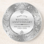 25e Jubileum voor bruiloft Zilver Lijst Zandsteen Onderzetter (Voorkant)