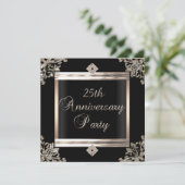 25e Jubileum voor weddenschappen Art Deco Black Si Kaart (Staand voorkant)