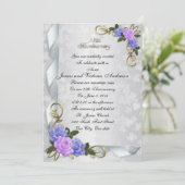 25e Jubileum vow vernieuwing lavender & blauwe roz Kaart (Staand voorkant)