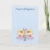 25e Jubileum vrouw Gerbera Bloemenblauw Kaart (Achterkant)