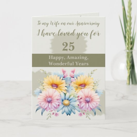 25e Jubileum vrouw Gerbera bloemengroen Kaart (Voorkant)