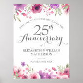25e jubileum Watercolour Roses welkomstbord Poster (Voorkant)