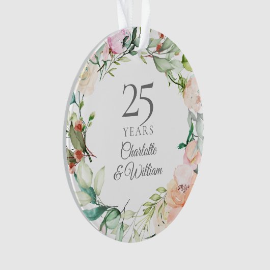 25e Jubileum Waterverf Rozen Floral Ornament (voorkant)
