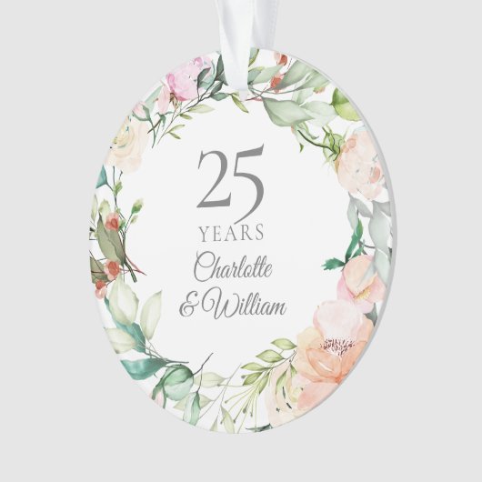 25e Jubileum Waterverf Rozen Floral Ornament (voorkant)